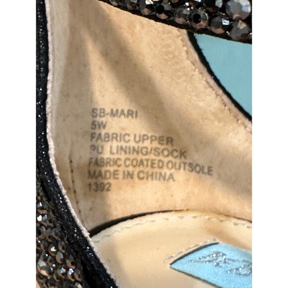 Betsey Johnson Blue SB-Mari Dressy Heels Black Rhinestones Size 5 Wide NIB - Picture 8 of 14